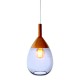 Suspensions Lute verre bleu, chapeau cuivre