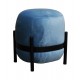 Pouf Vega, bague noire, velours bleu ciel