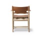 Fauteuil Spanish Chair, chêne savonné, cuir Cognac