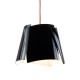 Suspension Leaf D36xH28 noire, câble rouge