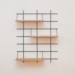 Etagères Léonie GASSIEN, base noire, planches chêne