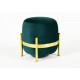 Pouf Vega, bague laiton, velours vert canard