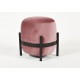 Pouf Vega, bague noire, velours rose