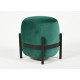 Pouf Vega, bague noire, velours vert canard