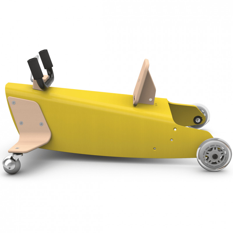 Bascule et Porteur Moto 4 en 1 Jaune - Chou Du Volant - Bascule et porteur  en bois pour enfant