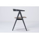 Chaise Ava chêne laqué gris foncé, cuir Dakar Stone