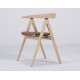 Chaise Ava chêne huilé blanchi, cuir Dakar whisky