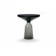Table d'appoint Bell gris quartz, cadre métal noir, plateau marbre noir