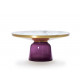Table basse Bell violet, cadre laiton, plateau marbre blanc