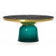 Table basse Bell vert émeraude, cadre laiton, plateau marbre noir