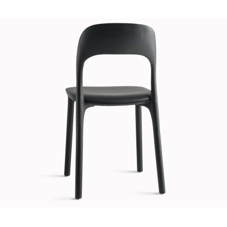 frêne laqué noir, assise cuir Linea 622