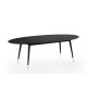 Table ovale extensible Point frêne teinté noir